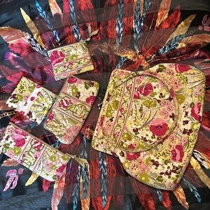 Vera Bradley Quilted 5 Pc Frame Handbag Set